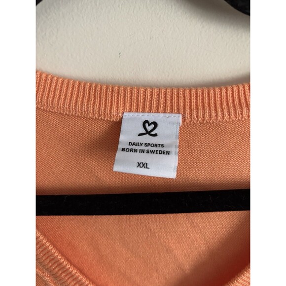 Daily Sports Sweden Women’s XXL Knit Sweater V Neck Bright Orange Luxury Golf - Picture 2 of 7